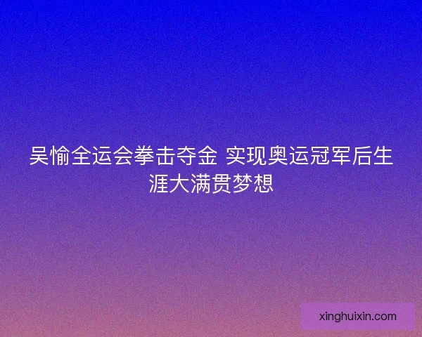吴愉全运会拳击夺金 实现奥运冠军后生涯大满贯梦想