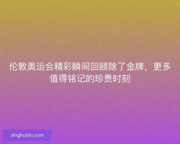 伦敦奥运会精彩瞬间回顾除了金牌，更多值得铭记的珍贵时刻
