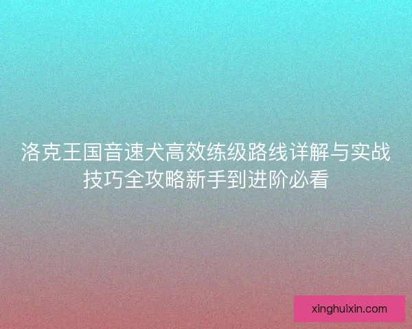 洛克王国音速犬高效练级路线详解与实战技巧全攻略新手到进阶必看
