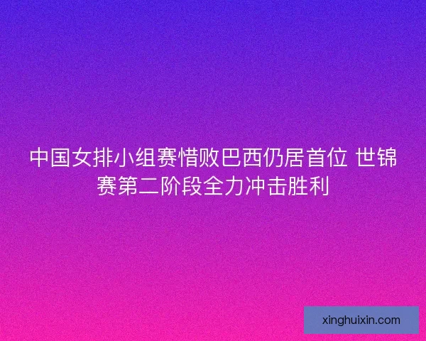 中国女排小组赛惜败巴西仍居首位 世锦赛第二阶段全力冲击胜利